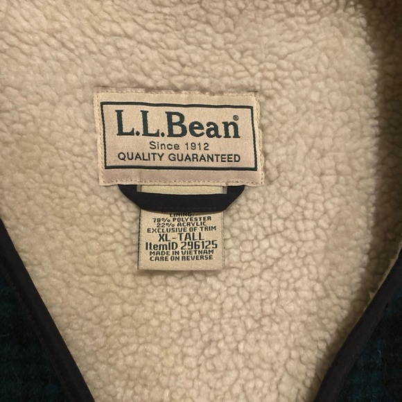 LL Bean Wool Vest Green Buffalo Plaid Hunting Mens Xl Tall Sherpa Lined. - Picture 3 of 13